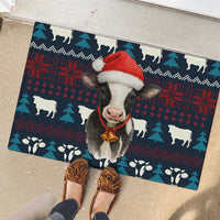 Lovely Cow Christmas Rubber Doormat Xmas Holiday Patterns - Wonder Print Shop