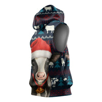 Lovely Cow Christmas Sleeveless Hoodie Xmas Holiday Patterns - Wonder Print Shop