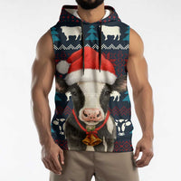 Lovely Cow Christmas Sleeveless Hoodie Xmas Holiday Patterns - Wonder Print Shop