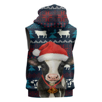 Lovely Cow Christmas Sleeveless Zip Hoodie Xmas Holiday Patterns - Wonder Print Shop