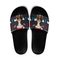 Lovely Cow Christmas Slide Sandals Xmas Holiday Patterns - Wonder Print Shop