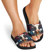 Lovely Cow Christmas Slide Sandals Xmas Holiday Patterns - Wonder Print Shop