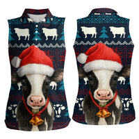 Lovely Cow Christmas Women Sleeveless Polo Shirt Xmas Holiday Patterns - Wonder Print Shop
