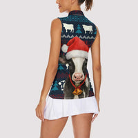 Lovely Cow Christmas Women Sleeveless Polo Shirt Xmas Holiday Patterns - Wonder Print Shop