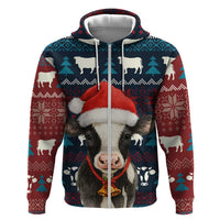 Lovely Cow Christmas Zip Hoodie Xmas Holiday Patterns - Wonder Print Shop