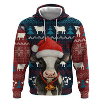 Lovely Cow Christmas Zip Hoodie Xmas Holiday Patterns - Wonder Print Shop