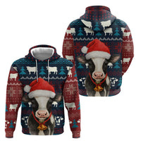 Lovely Cow Christmas Zip Hoodie Xmas Holiday Patterns - Wonder Print Shop