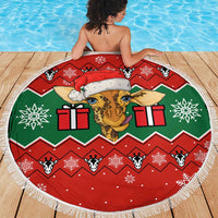 Lovely Giraffe Christmas Beach Blanket Xmas Holiday Patterns - Wonder Print Shop