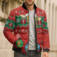 Lovely Giraffe Christmas Bomber Puffer Jacket Xmas Holiday Patterns - Wonder Print Shop