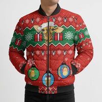 Lovely Giraffe Christmas Bomber Puffer Jacket Xmas Holiday Patterns - Wonder Print Shop