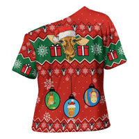 Lovely Giraffe Christmas Cross Shoulder Shirt Xmas Holiday Patterns - Wonder Print Shop