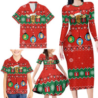 Lovely Giraffe Christmas Family Matching Long Sleeve Bodycon Dress and Hawaiian Shirt Xmas Holiday Patterns - Wonder Print Shop