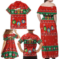 Lovely Giraffe Christmas Family Matching Off Shoulder Maxi Dress and Hawaiian Shirt Xmas Holiday Patterns - Wonder Print Shop