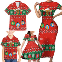 Lovely Giraffe Christmas Family Matching Short Sleeve Bodycon Dress and Hawaiian Shirt Xmas Holiday Patterns - Wonder Print Shop