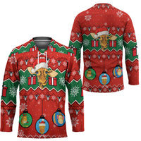 Lovely Giraffe Christmas Hockey Jersey Xmas Holiday Patterns - Wonder Print Shop