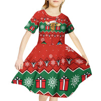 Lovely Giraffe Christmas Kid Short Sleeve Dress Xmas Holiday Patterns - Wonder Print Shop