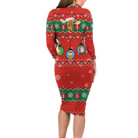 Lovely Giraffe Christmas Long Sleeve Bodycon Dress Xmas Holiday Patterns - Wonder Print Shop