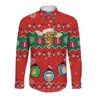 Lovely Giraffe Christmas Long Sleeve Button Shirt Xmas Holiday Patterns - Wonder Print Shop