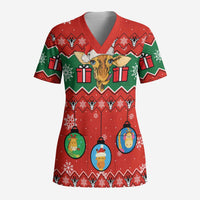 Lovely Giraffe Christmas Scrub Top Xmas Holiday Patterns - Wonder Print Shop