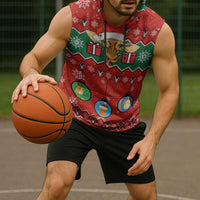 Lovely Giraffe Christmas Sleeveless Hoodie Xmas Holiday Patterns - Wonder Print Shop