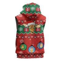 Lovely Giraffe Christmas Sleeveless Zip Hoodie Xmas Holiday Patterns - Wonder Print Shop