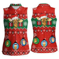 Lovely Giraffe Christmas Women Sleeveless Polo Shirt Xmas Holiday Patterns - Wonder Print Shop
