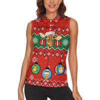 Lovely Giraffe Christmas Women Sleeveless Polo Shirt Xmas Holiday Patterns - Wonder Print Shop