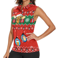 Lovely Giraffe Christmas Women Sleeveless Polo Shirt Xmas Holiday Patterns - Wonder Print Shop