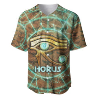 Horus Eye of Ra Baseball Jersey Golden Falcon Ancient Egyptian Symbol in Futuristic