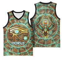 Horus Eye of Ra Basketball Jersey Golden Falcon Ancient Egyptian Symbol in Futuristic