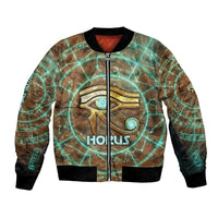 Horus Eye of Ra Bomber Jacket Golden Falcon Ancient Egyptian Symbol in Futuristic
