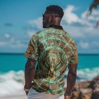 Horus Eye of Ra Hawaiian Shirt Golden Falcon Ancient Egyptian Symbol in Futuristic
