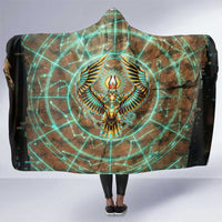 Horus Eye of Ra Hooded Blanket Golden Falcon Ancient Egyptian Symbol in Futuristic