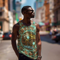 Horus Eye of Ra Men Tank Top Golden Falcon Ancient Egyptian Symbol in Futuristic