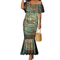 Horus Eye of Ra Mermaid Dress Golden Falcon Ancient Egyptian Symbol in Futuristic