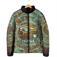 Horus Eye of Ra Padded Jacket Golden Falcon Ancient Egyptian Symbol in Futuristic