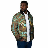 Horus Eye of Ra Padded Jacket Golden Falcon Ancient Egyptian Symbol in Futuristic