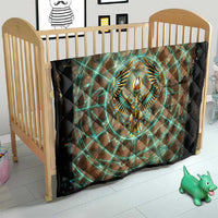 Horus Eye of Ra Quilt Golden Falcon Ancient Egyptian Symbol in Futuristic