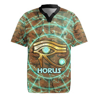 Horus Eye of Ra Rugby Jersey Golden Falcon Ancient Egyptian Symbol in Futuristic