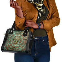 Horus Eye of Ra Shoulder Handbag Golden Falcon Ancient Egyptian Symbol in Futuristic