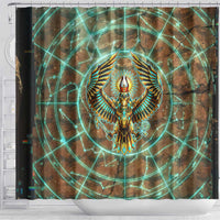 Horus Eye of Ra Shower Curtain Golden Falcon Ancient Egyptian Symbol in Futuristic