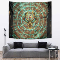 Horus Eye of Ra Tapestry Golden Falcon Ancient Egyptian Symbol in Futuristic