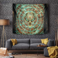Horus Eye of Ra Tapestry Golden Falcon Ancient Egyptian Symbol in Futuristic
