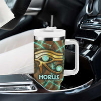 Horus Eye of Ra Tumbler With Handle Golden Falcon Ancient Egyptian Symbol in Futuristic