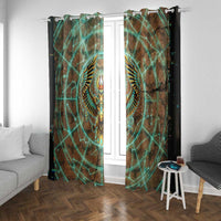 Horus Eye of Ra Window Curtain Golden Falcon Ancient Egyptian Symbol in Futuristic