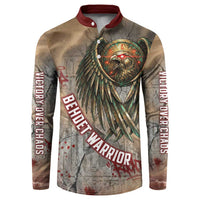 Horus Behdety Warrior Button Sweatshirt with Falcon Mask and Spear Ancient Egyptian Combat