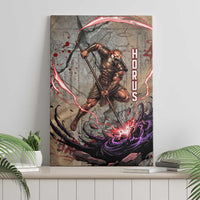 Horus Behdety Warrior Canvas Wall Art with Falcon Mask and Spear Ancient Egyptian Combat