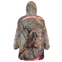 Horus Behdety Warrior Wearable Blanket Hoodie with Falcon Mask and Spear Ancient Egyptian Combat