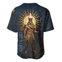 Heru-Ur Falcon Eyes Baseball Jersey Solar Disk Ancient Egyptian Mythology in Dark Stone