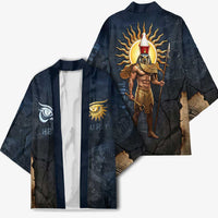 Heru-Ur Falcon Eyes Kimono Solar Disk Ancient Egyptian Mythology in Dark Stone